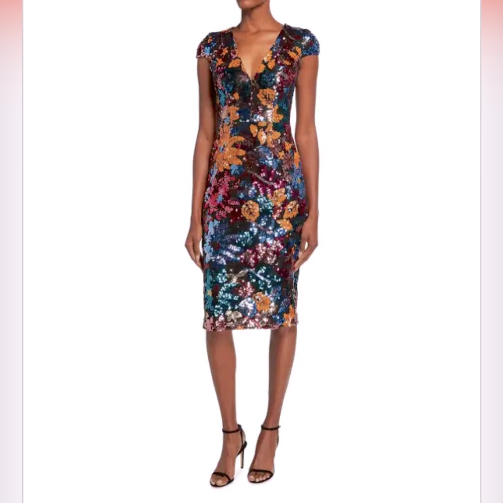 Dress The Population Black Label
Allison Floral Sequin CapSleeve Sheath Dress